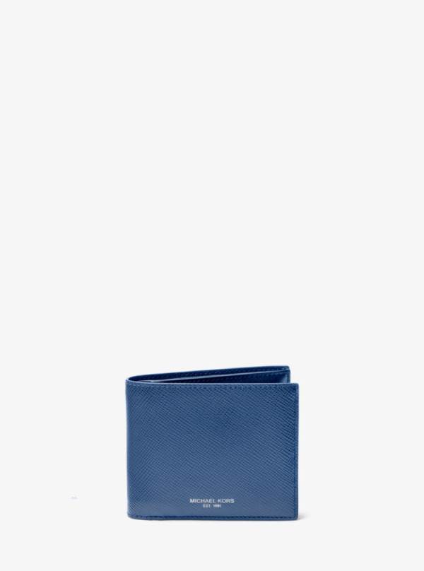 Panske Penazenky Michael Kors Harrison Crossgrain Leather Billfold With Passcase Modre - Doplnky Michael Kors Vypredaj | VCDHI-3248